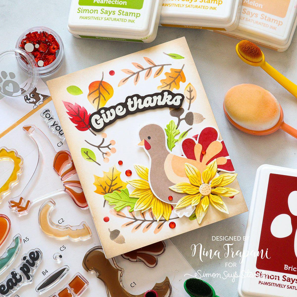 Simon Says Stamp Give Thanks and Eat Pie Wafer Dies 1150sdc Stamptember Thanksgiving Card | color-code:ALT01