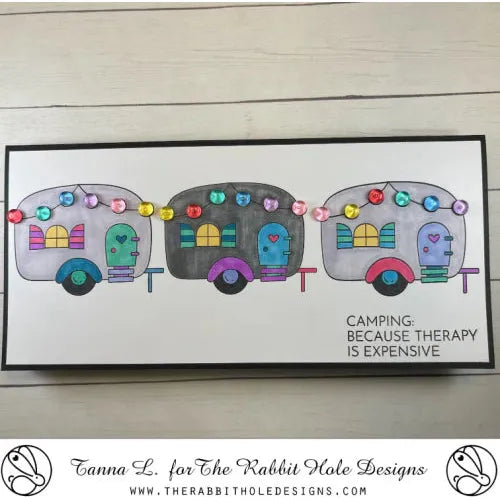 The Rabbit Hole Designs Glamping with Tailette Clear Stamp and Die Set cute campers