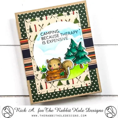 The Rabbit Hole Designs Glamping with Tailette Clear Stamp and Die Set camping