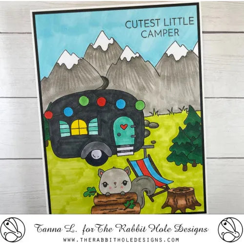 The Rabbit Hole Designs Glamping with Tailette Clear Stamps trh-236 mountain range