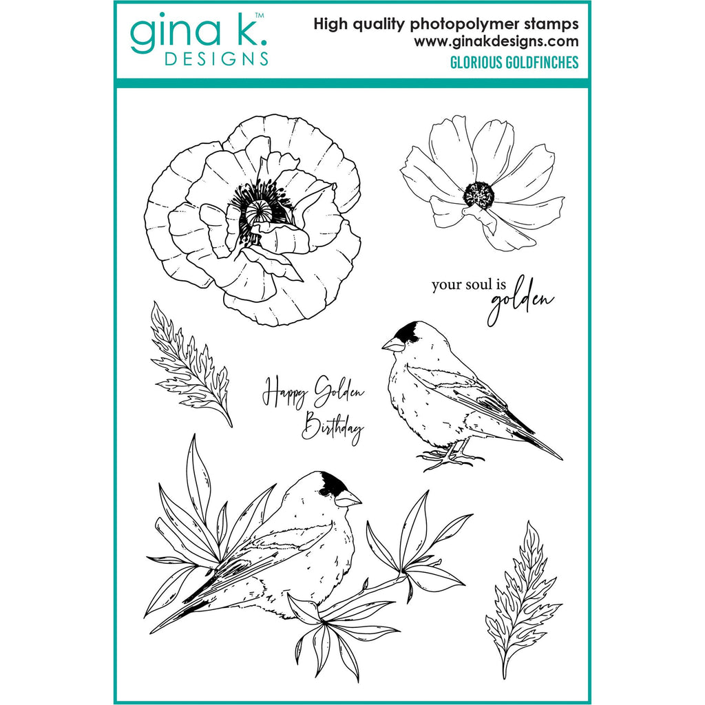 Gina K Designs Glorious Goldfinches Clear Stamps hs51