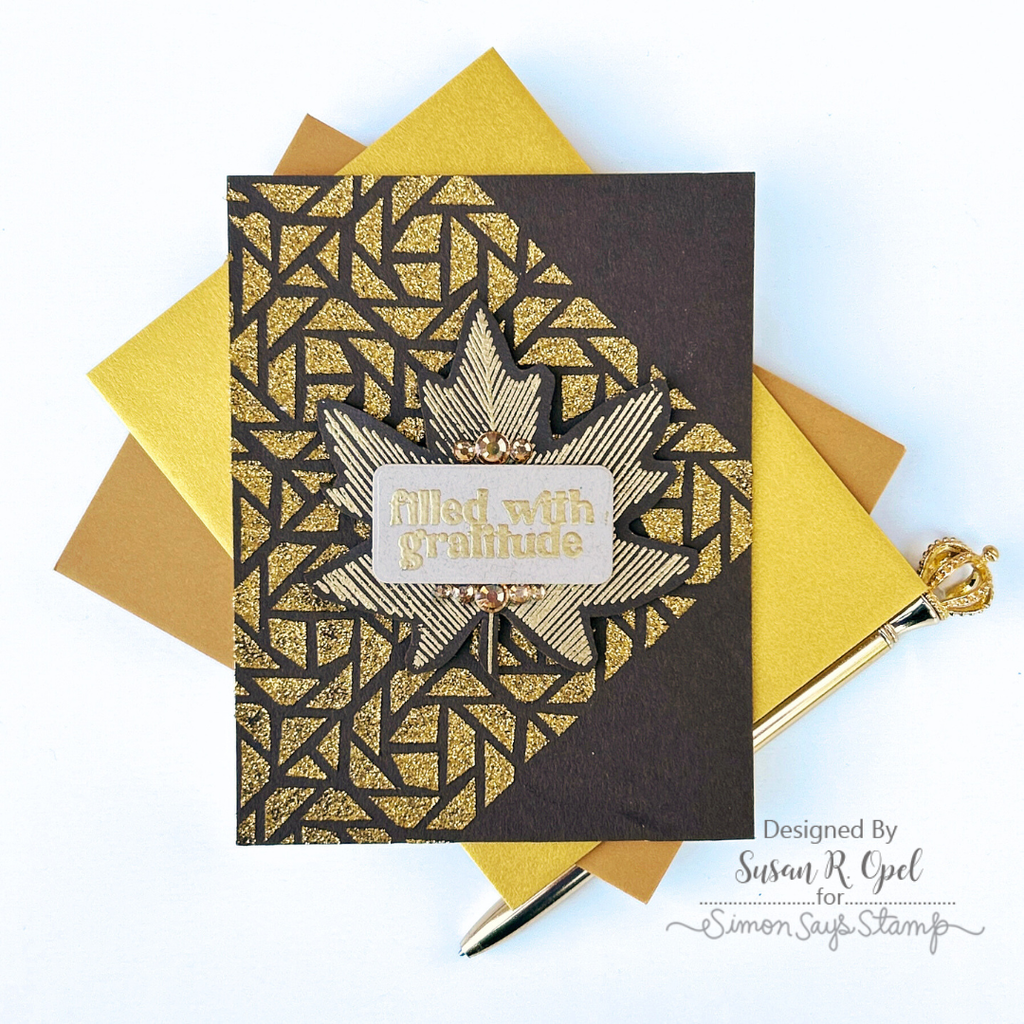 Simon Says Stamp Pawsitively Dazzling Gems Gold se122 Sweet Wishes Gratitude Card