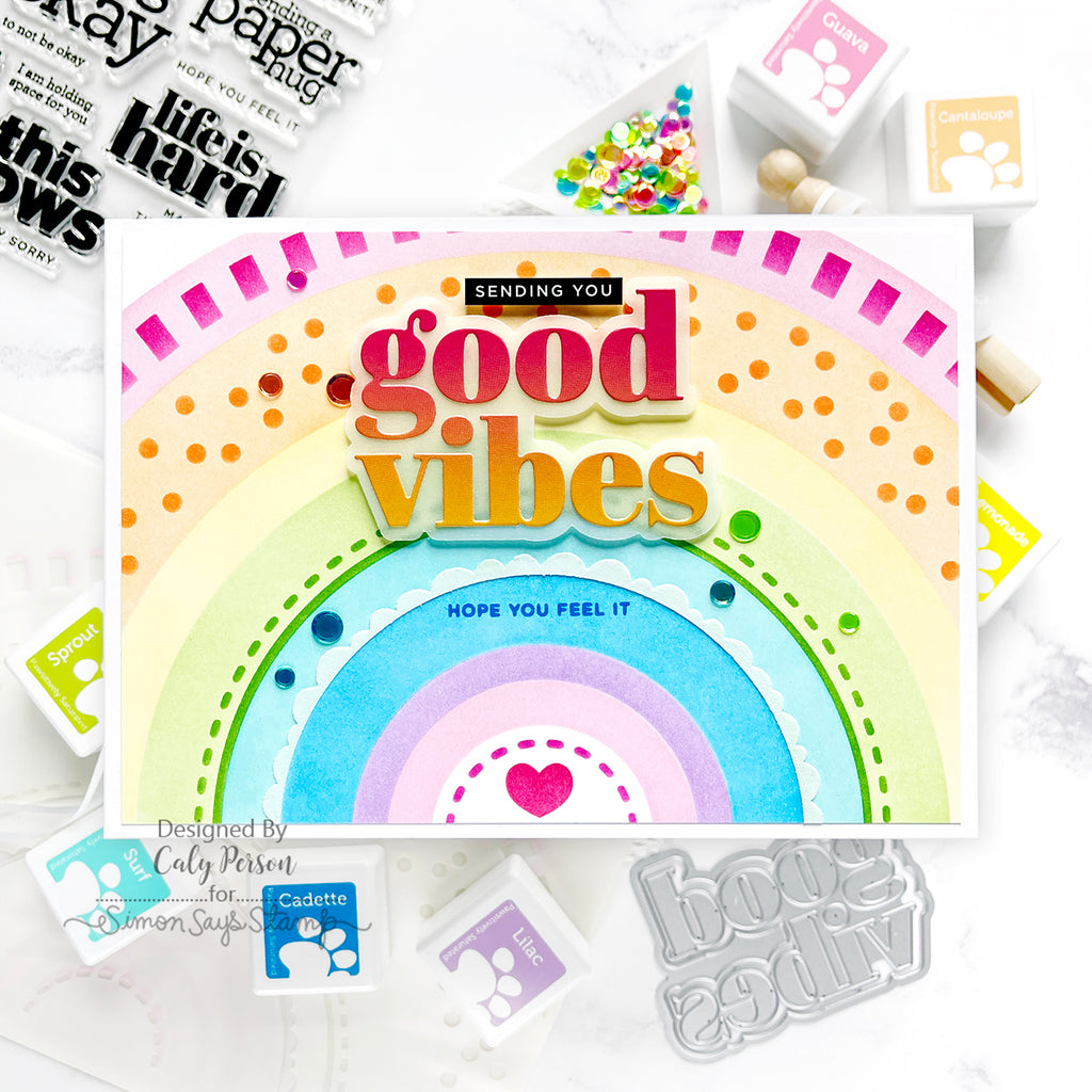 Simon Says Stamp Stencils Happy Rainbow 1034st Sunny Vibes Good Vibes Card | color-code:ALT06