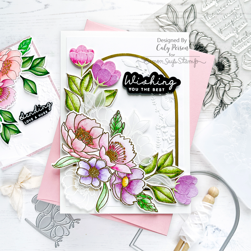 Simon Says Stamp Card Kit of the Month August 2024 Graceful Flowers ck0824 Wishing You the Best Card | color-code:ALT13