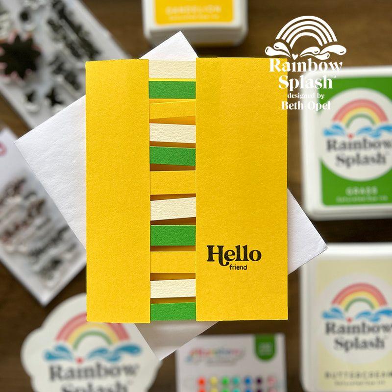 Rainbow Splash Cardstock Grass rsc9 Hello Card | color-code:ALT02