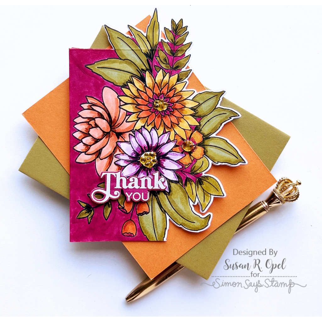 Simon Says Stamp Grateful Florals Wafer Dies 1141sdc Stamptember Thank You Card