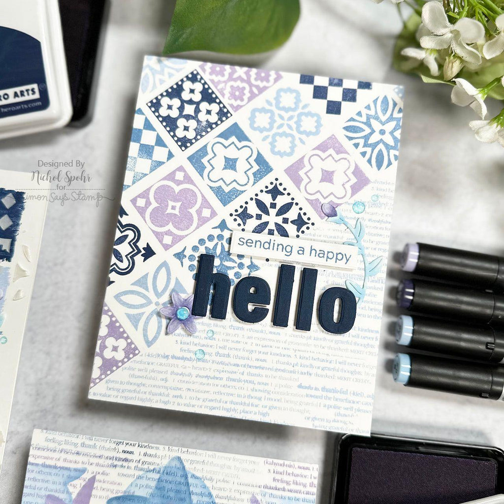 Hero Arts Decorative Tiles Clear Stamps cm763 happy hello | color-code:ALT01