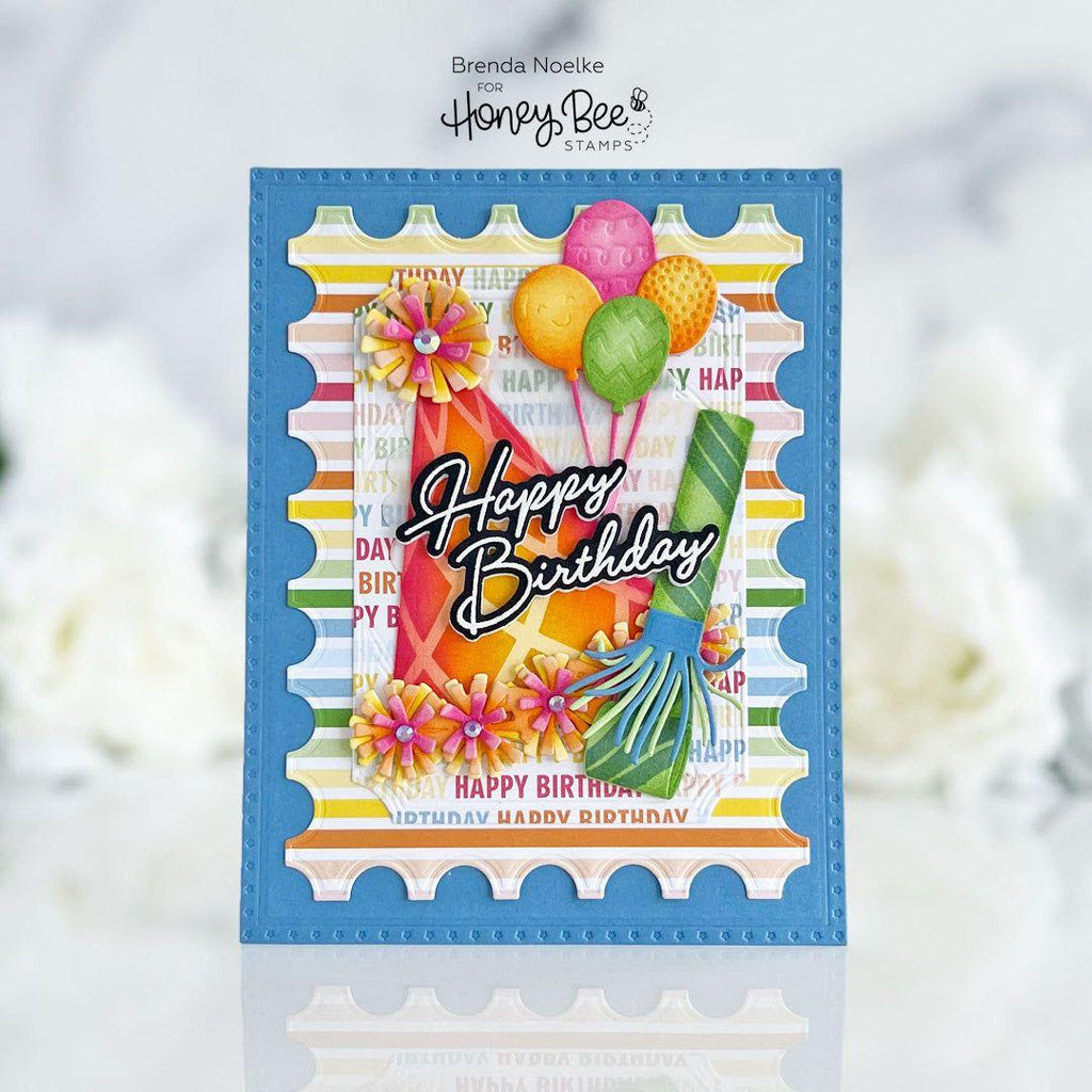 Honey Bee Lovely Layers Party Hat Dies hbds-llphat Colorful Birthday Card