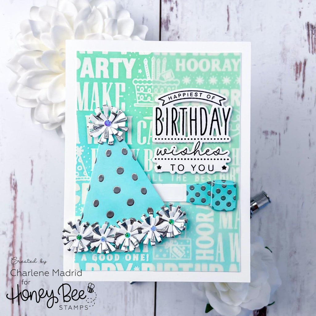 Honey Bee Lovely Layers Party Blower Dies hbds-llpblo Teal Birthday Card