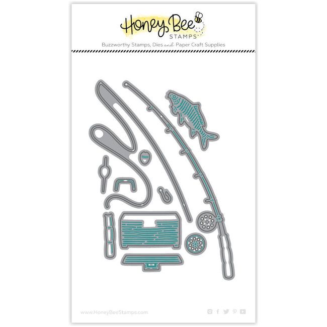 Honey Bee Lovely Layers Rod And Reel Die Set hbds-llrodr metal dies in package