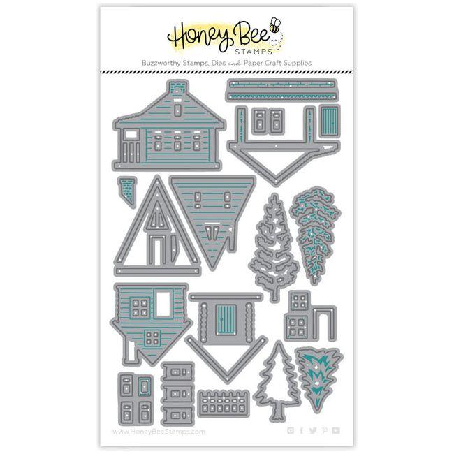 Honey Bee Summer Cabin Die Set hbds-sumcab Metal Outlines in Packaging