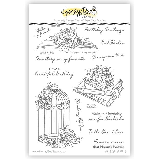 Honey Bee Love Is A Rose Clear Stamps hbst-523