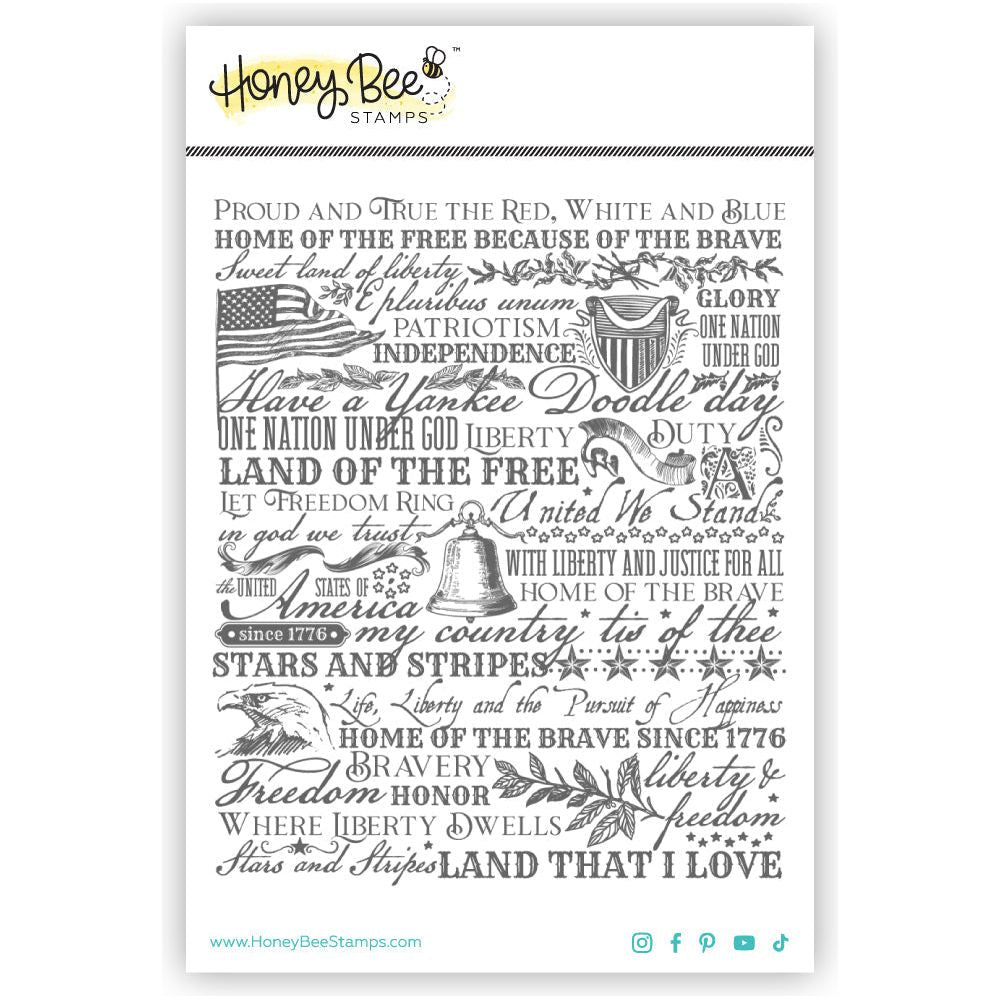 Honey Bee Land Of The Free Cling Stamp hbst-595 Detailed Product Image