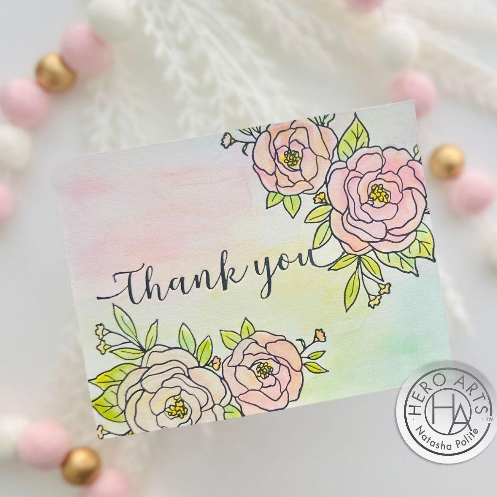 Hero Arts Thank You Flowers Press Plate and Foil Plate Set hp104 pink flowers