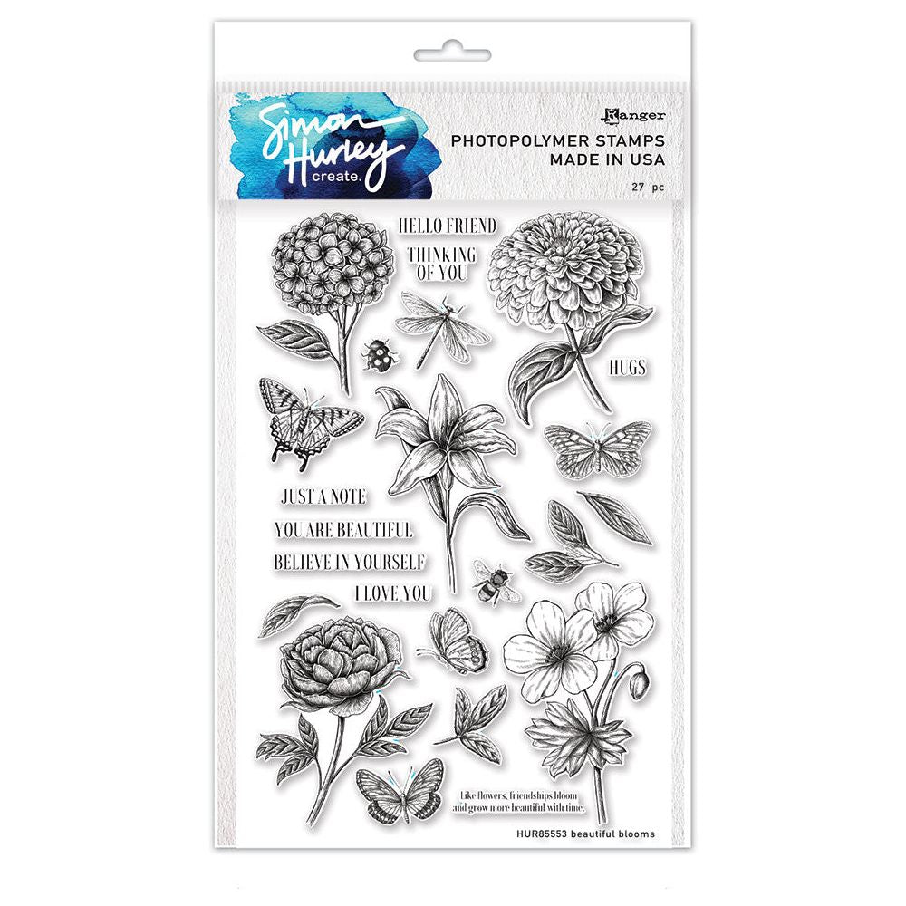 Ranger Simon Hurley Beautiful Blooms Clear Stamps hur85553