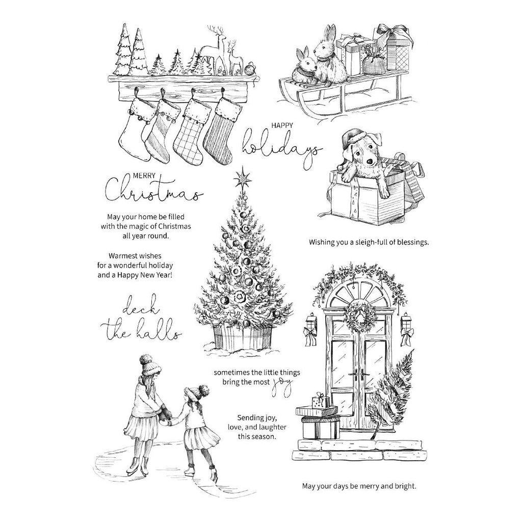 Ranger Simon Hurley Sketched Christmas Clear Stamp And Die Bundle clear stamps