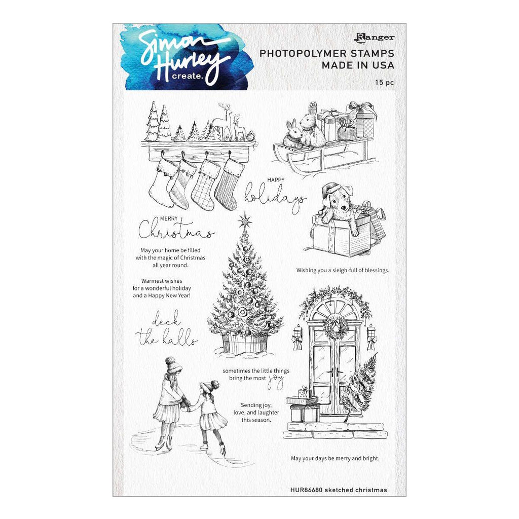 Spellbinders Simon Hurley Sketched Christmas Coordinating Etched Dies s7-257 stamp set