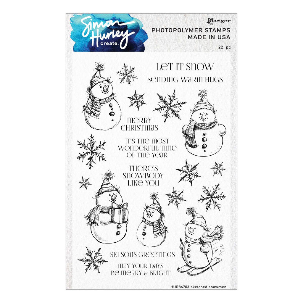 Spellbinders Simon Hurley Sketched Snowmen Coordinating Etched Dies s6-242 stamps