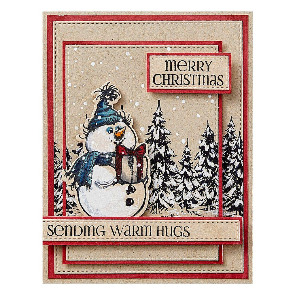 Ranger Simon Hurley Sketched Snowmen Stamp And Die Bundle sample card