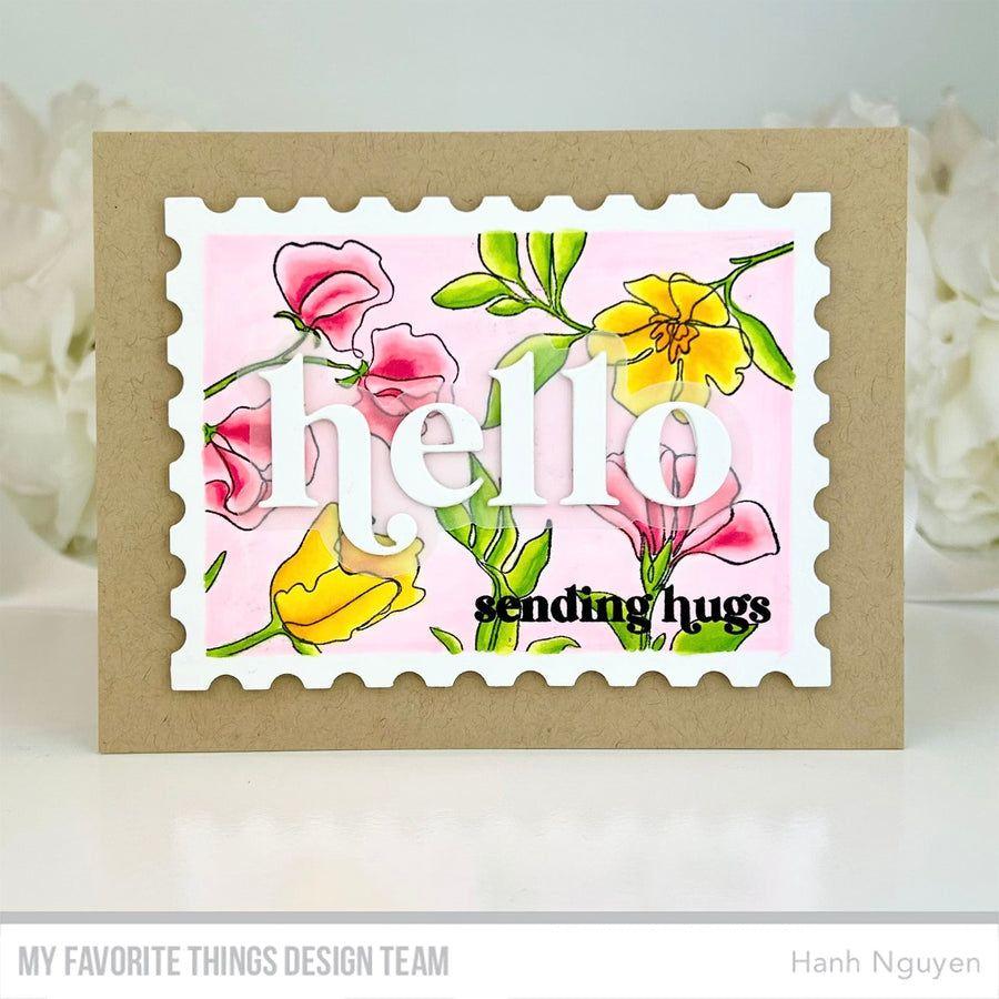 My Favorite Things Sketchy Blooms Clear Stamps cs856 Hello Sending Hugs | color-code:alt2