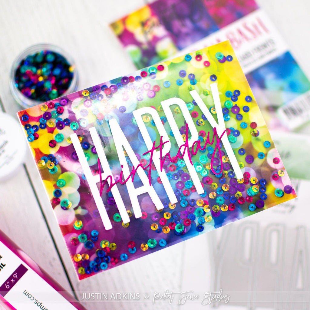 Picket Fence Studios Foiling Toner Card Fronts Birthday Bash ft-144 happy birthday