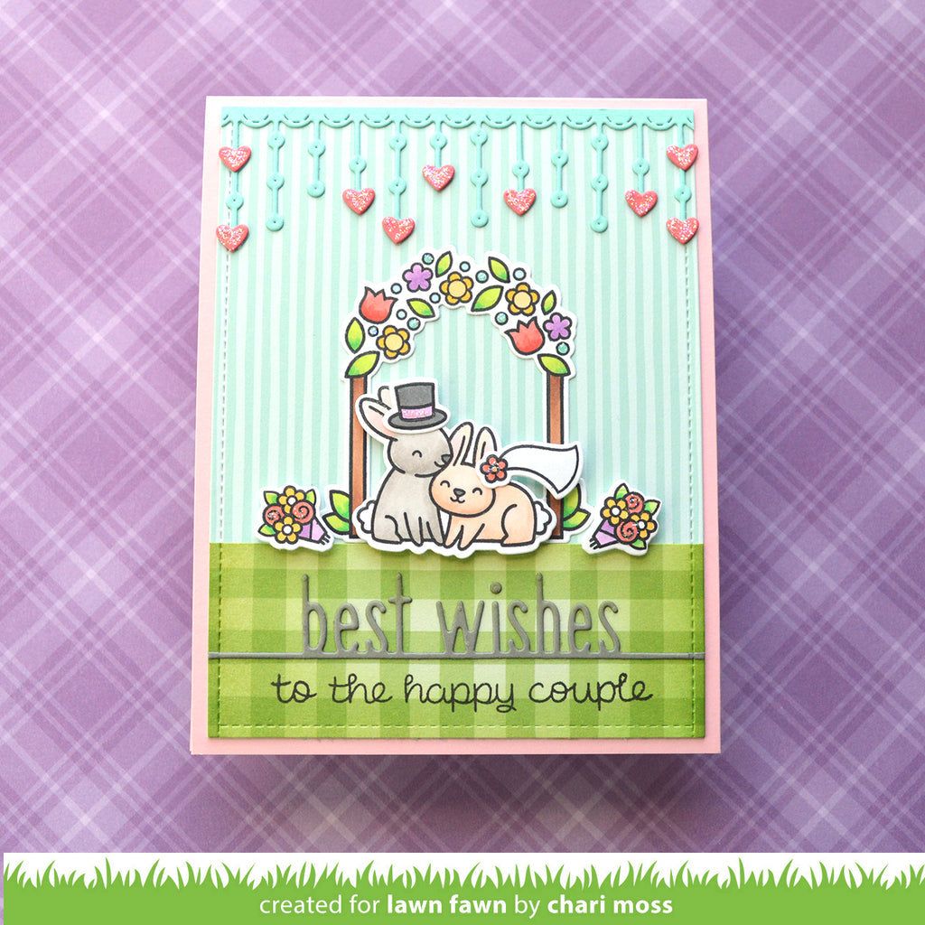 Lawn Fawn Best Wishes Line Border Die lf3384 happy couple floral arch