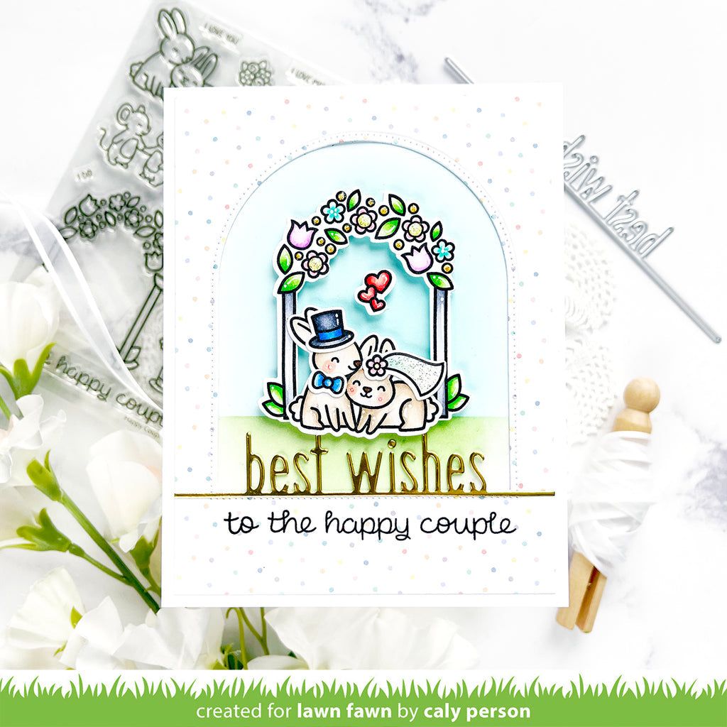 Lawn Fawn Best Wishes Line Border Die lf3384 to the happy couple