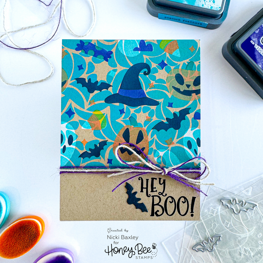 Honey Bee Happy Haunting Stencils And Dies Bundle Hey Boo Card