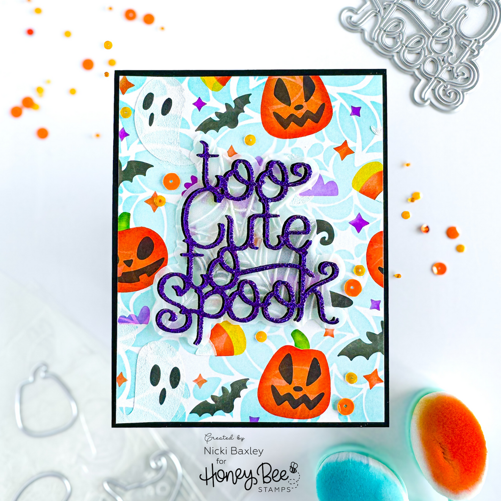 Honey Bee Happy Haunting Stencils And Dies Bundle Colorful Halloween Card