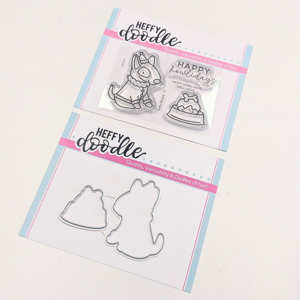 Heffy Doodle Happy Howlidays Clear Stamp And Die Set hfd0551