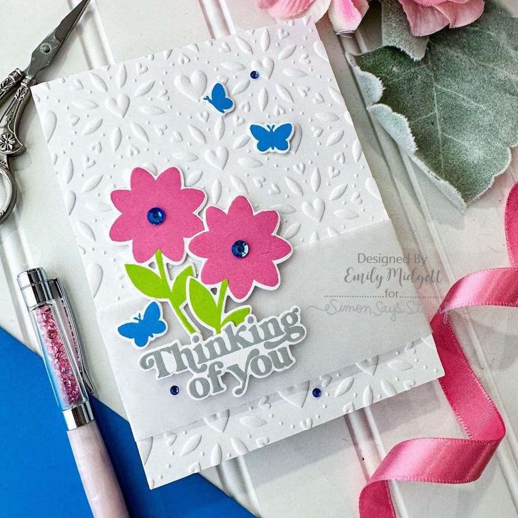 Rainbow Splash Clear Stamps and Dies Happy Blooms set863hb Thinking of You Card | color-code:ALT02