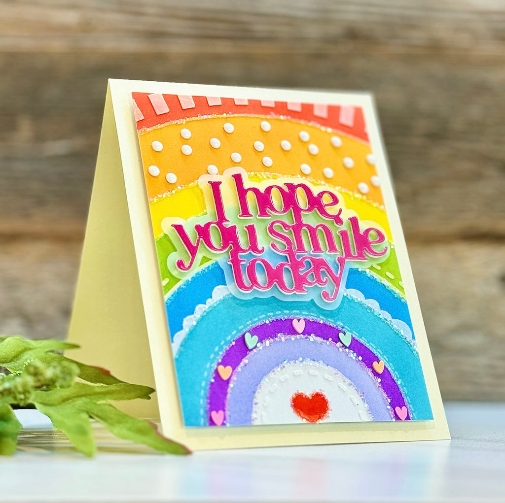 Simon Says Stamp Stencils Happy Rainbow 1034st Sunny Vibes I Hope You Smile Today Card