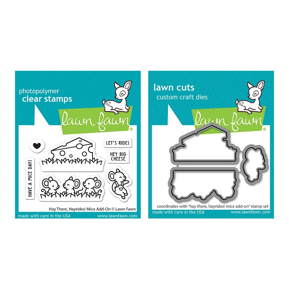 Lawn Fawn Set Hay There, Hayrides! Mice Add-On Clear Stamps and Dies