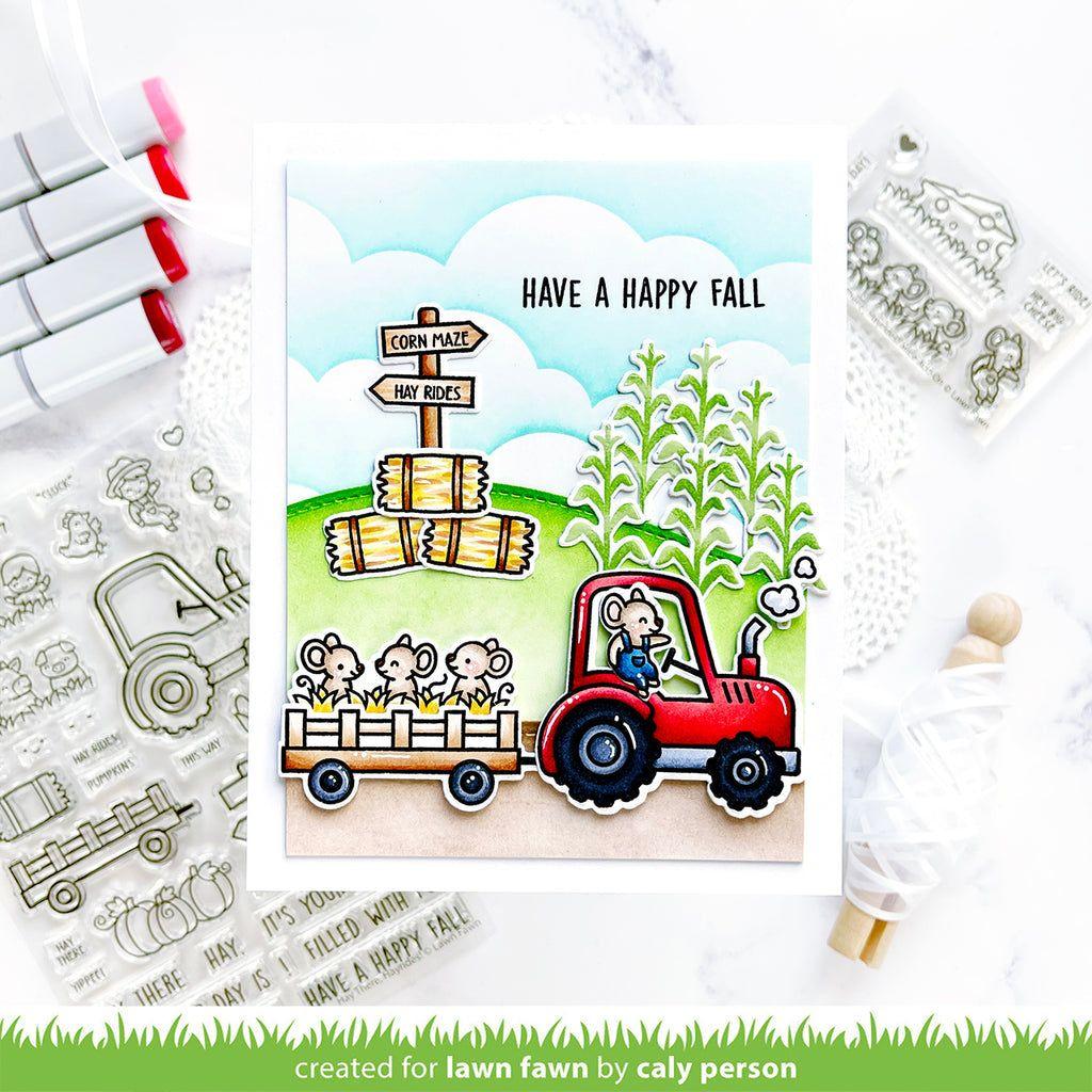 Lawn Fawn Set Hay There, Hayrides! Mice Add-On Clear Stamps and Dies happy fall | color-code:alt1