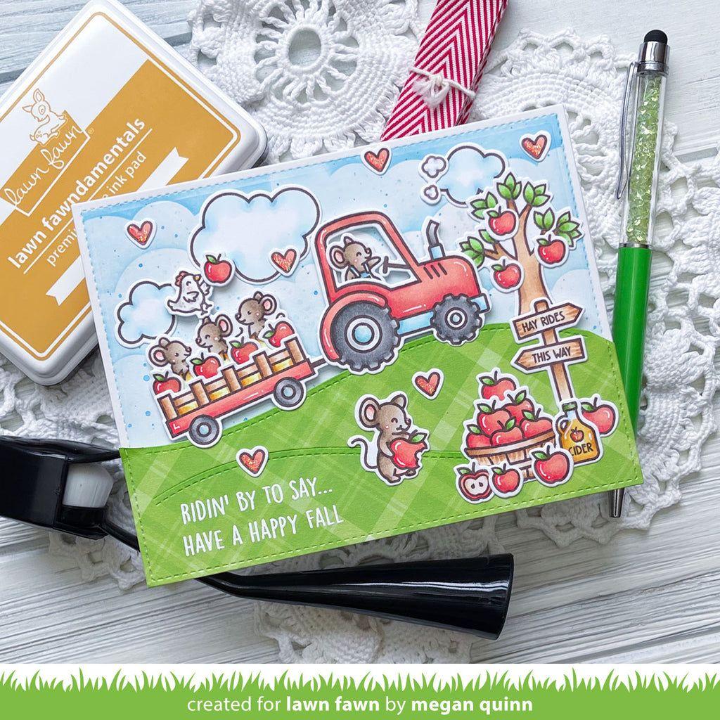 Lawn Fawn Set Hay There, Hayrides! Mice Add-On Clear Stamps and Dies ridin' by