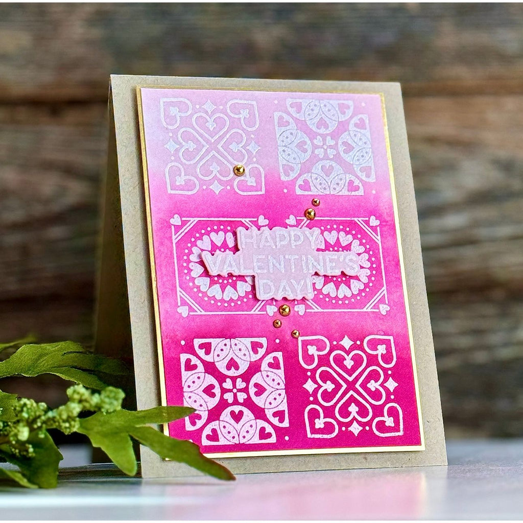 Simon Says Clear Stamps Heart Mosaics sss302913c Smitten Valentine's Day Card