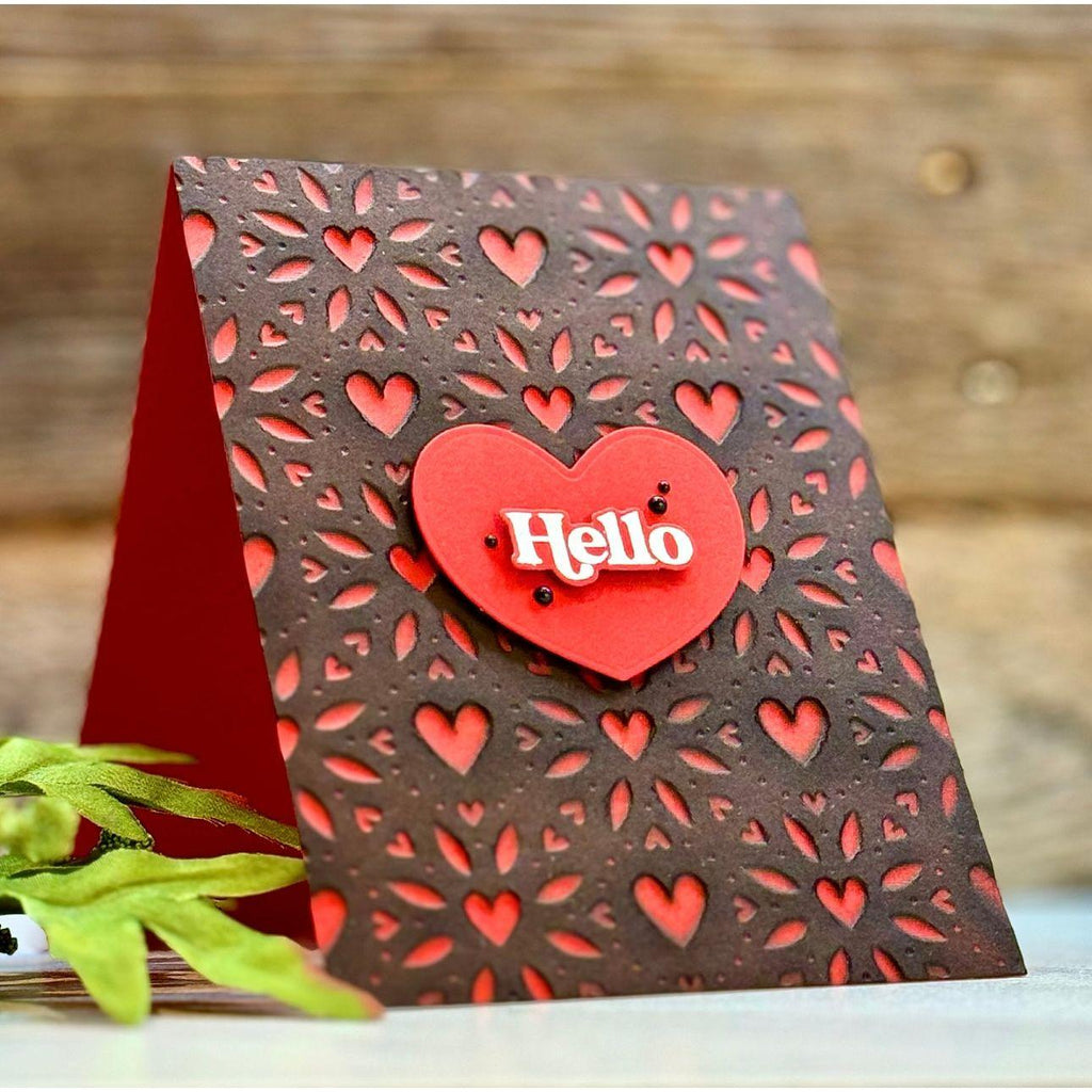 Rainbow Splash Embossing Folder Heart Blooms rsef9 Hello Card | color-code:ALT01