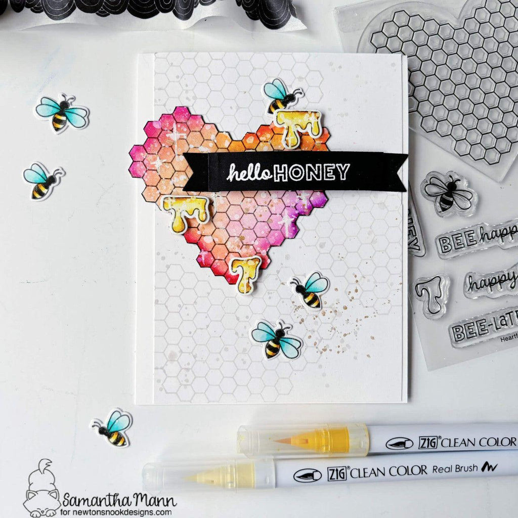 Newton's Nook Designs Heartfelt Honeycomb Dies nn2406d01 hello honey