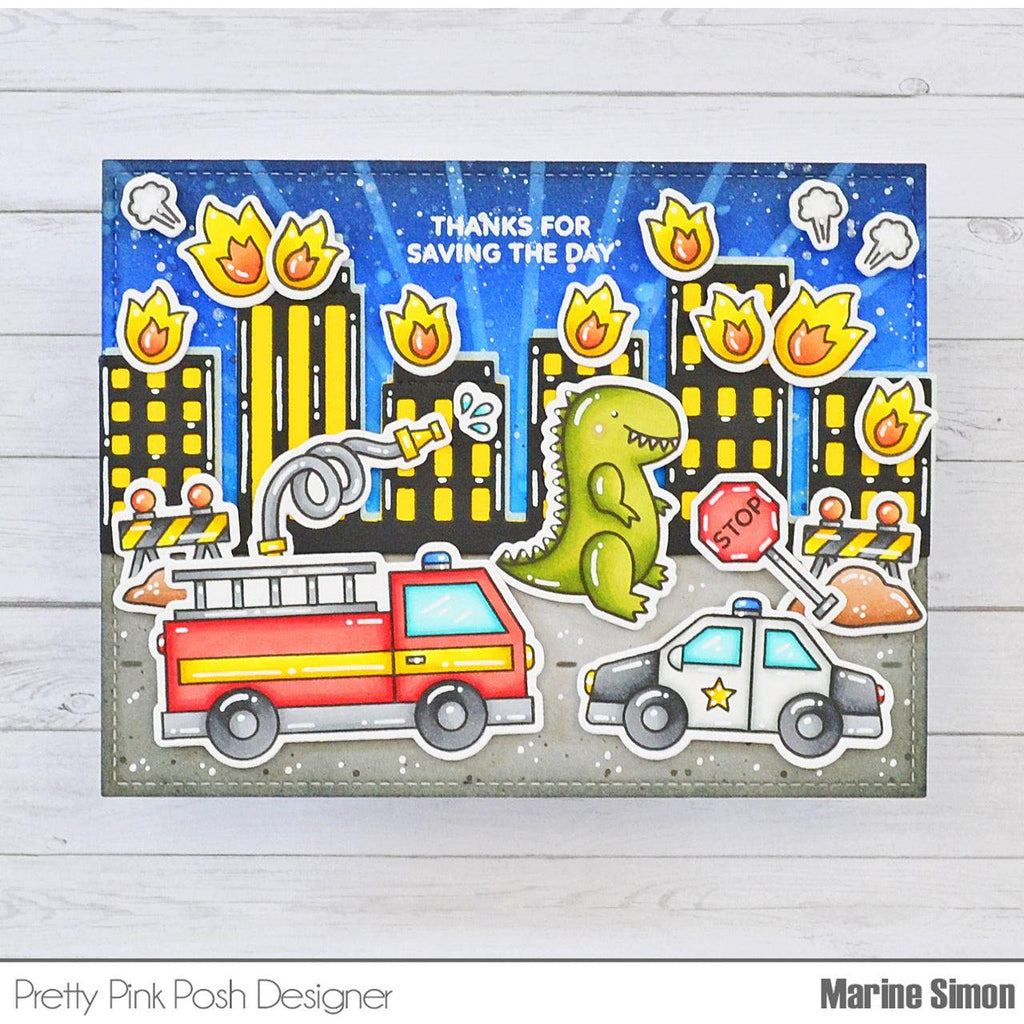 Pretty Pink Posh Helper Vehicles Clear Stamps thanks