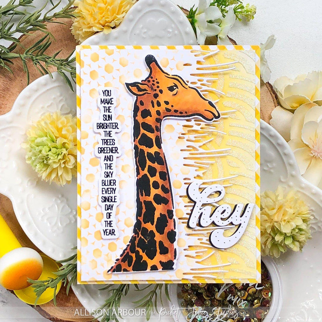 Picket Fence Studios Hi Hey Hello, Giraffe Stamp and Die Bundle you make the sun brighter