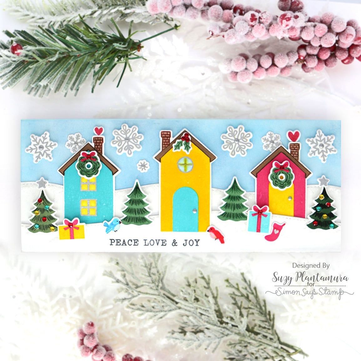 Christmas Peace Love Joy Metal Cutting Dies and Clear Stamps for