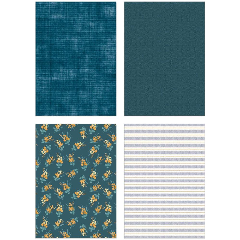 Honey Bee Homestead Harvest 6 x 8.5 Paper Pad hbpa-046 denim stripes and florals