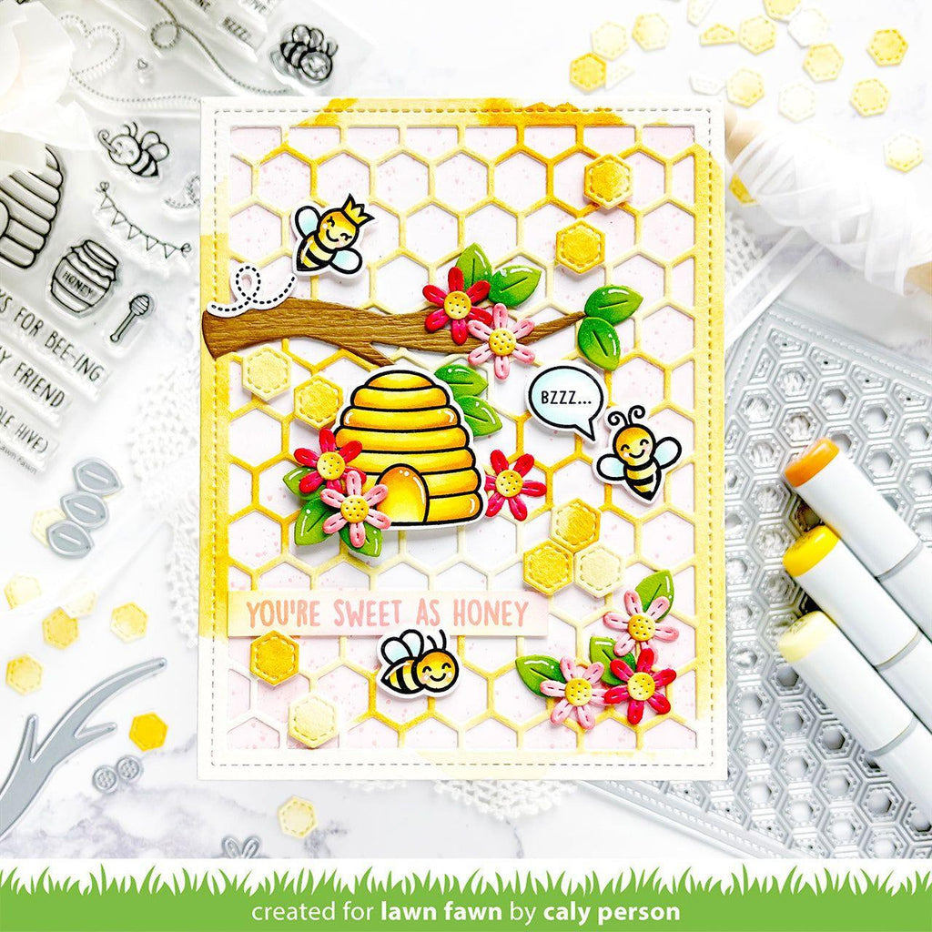 Lawn Fawn Honeycomb Backdrop Die lf3142 sweet as honey | color-code:alt1