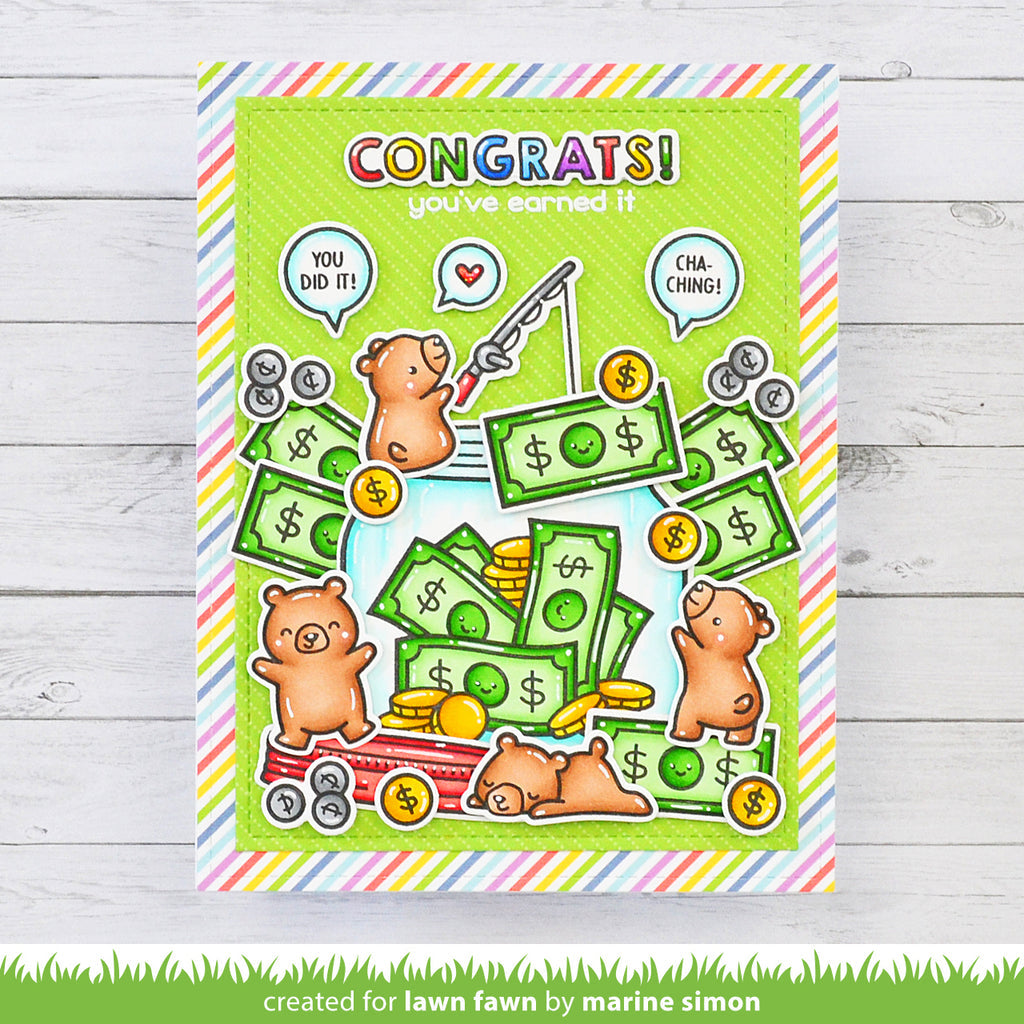 Lawn Fawn How You Bean? Money Add-On Clear Stamps and Dies Set Congrats