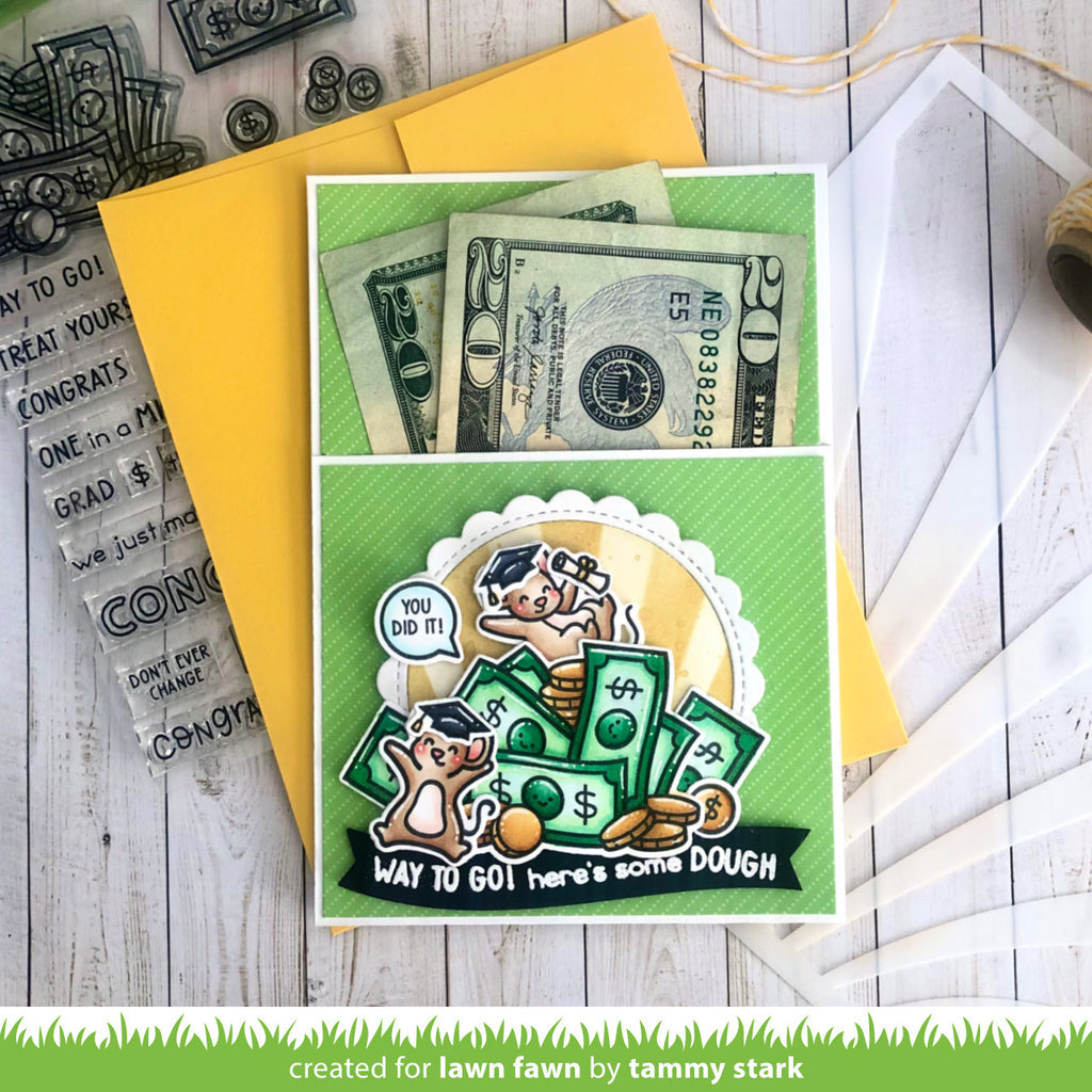 Lawn Fawn How You Bean? Money Add-On Clear Stamps and Dies Set Way to Go