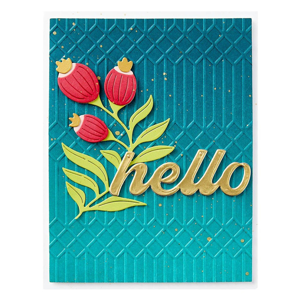 s4-1329 Spellbinders Fresh Picked Sentiments Etched Dies from the Fresh Picked Collection blue background