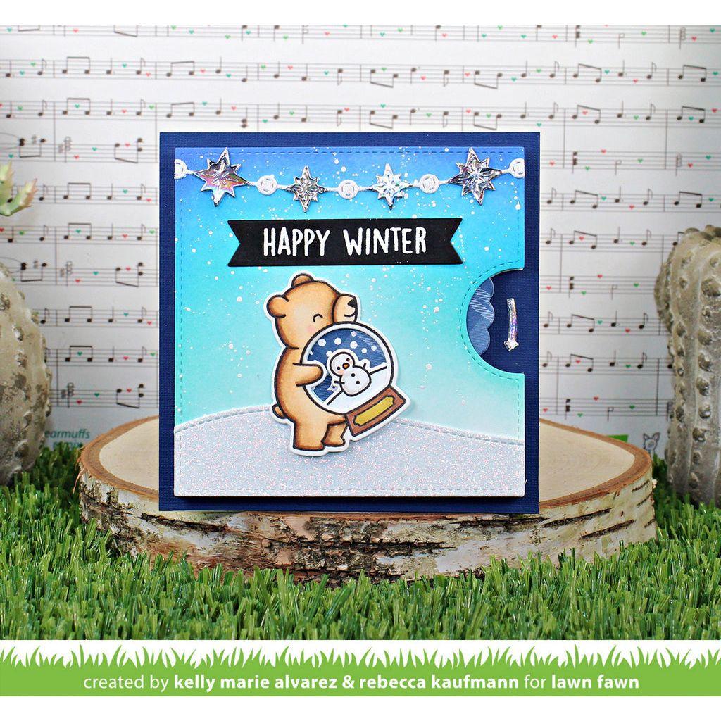 Lawn Fawn Set Little Snow Globe: Bear Clear Stamps and Dies Happy Winter