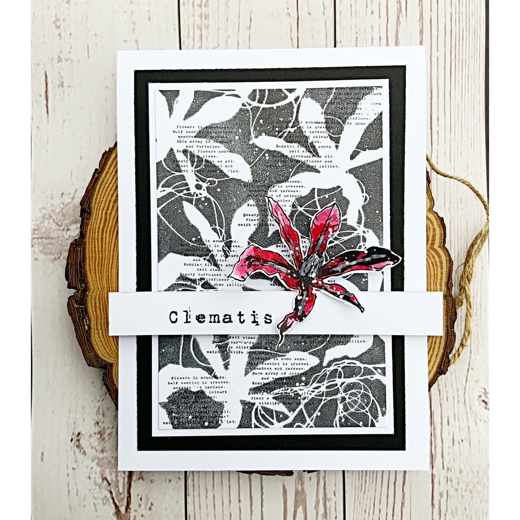 Tracy Evans Boutique Designs Clematis A6 Clear Stamps te005 red