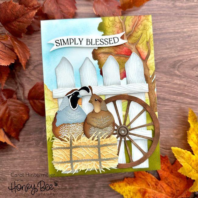 Honey Bee Farmhouse Fields Scene Builder Die hbds-ffdcp Simply Blessed Card