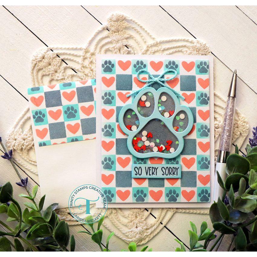 Trinity Stamps CHECKERED BACKGROUND HEARTS Stencil Set tss-061 Pet Sympathy Card | color-code:ALT01